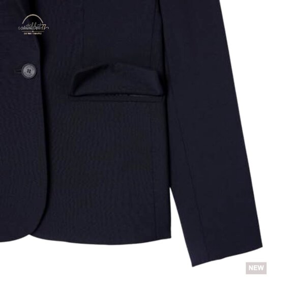 Slim Tailored Wool Blend Blazer with Embroidered Logo Sleeve Detail - Picture 7 of 7